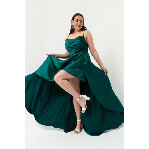 Lafaba Plus Size Evening Dress - Green - Wrapover Slike