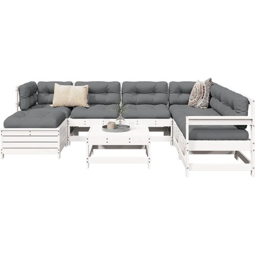 vidaXL 8-dijelni set vrtnih sofa bijeli od masivne borovine Cene