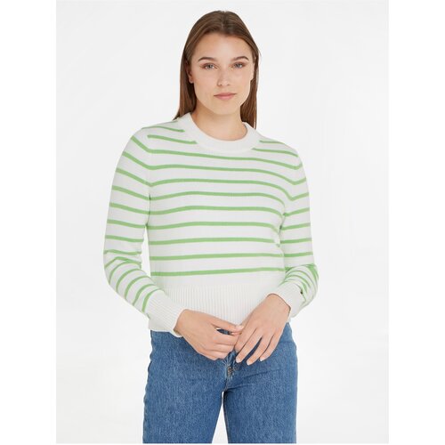 Tommy Hilfiger Green-white ladies striped sweater - Women Slike