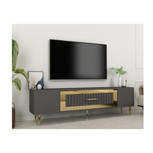 Hanah home TV komoda Dekolp3, 150x48,2x29,6 cm, antracit-zlatna Cene