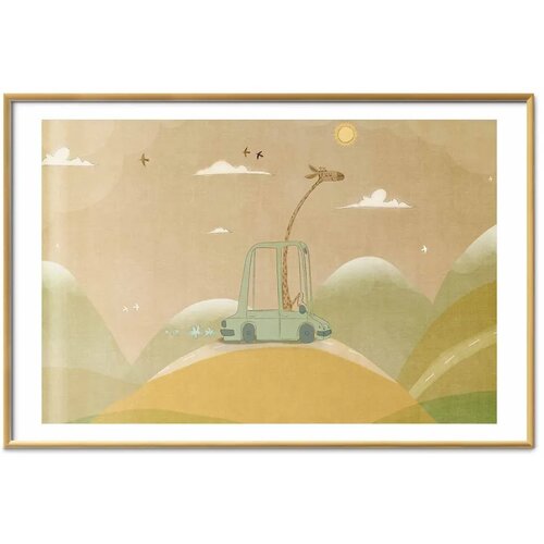  Plakat - Traveling Giraffe 60x40 Zlatni okvir s margom Slike