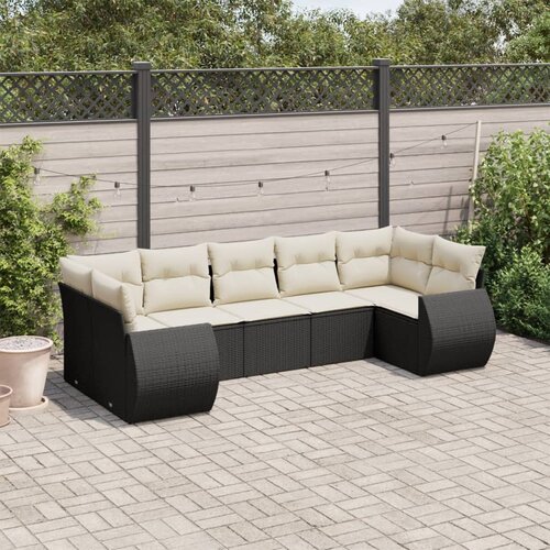 7-dijelni set vrtnih sofa od poliratana s jastucima crni Cijene