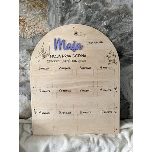 Woodenfull personalizovani drveni ram za slike moja prva godina 4 Slike