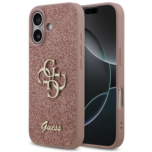 Guess GUHCP17SHG4SGP silikonski ovitek za iPhone 17 - roza z ble&amp;scaron;čicami in zlatim logom Slike