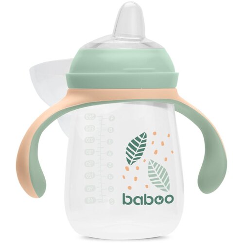 Baboo Cup with Silicone Spout skodelica z ročaji Peachy Keen 6m+ 260 ml Cene