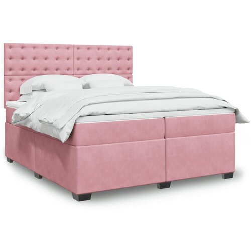  The Living Store Box spring postelja z vzmetnico roza 200x200 cm žamet - Box Spring Postelja, (21458013) Cene
