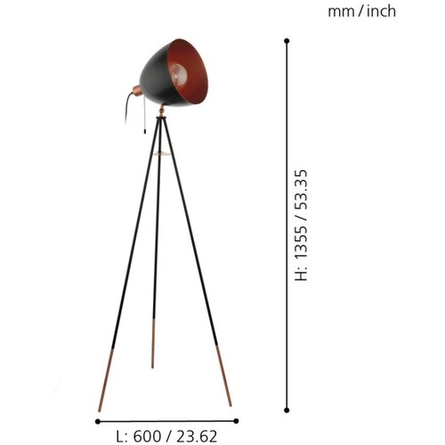Eglo 49386 - podna lampa chester 1xE27/60W/230V Slike