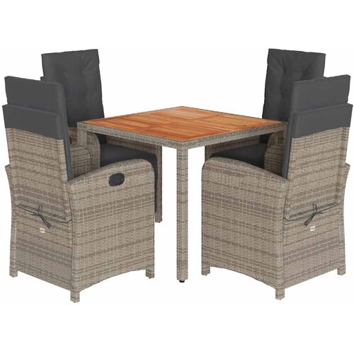  5-dijelni vrtni blagovaonski set sivi od poliratana Siva Dužina stola 90 cm Slike