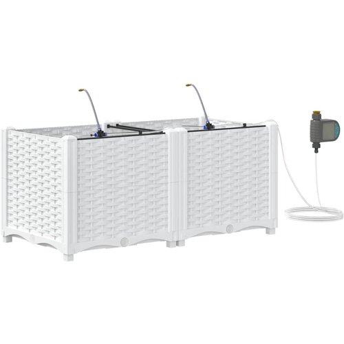  Vrtna saksija 2 pcs Bijeli 80 x 40 x 37,5 cm Plastika Slike