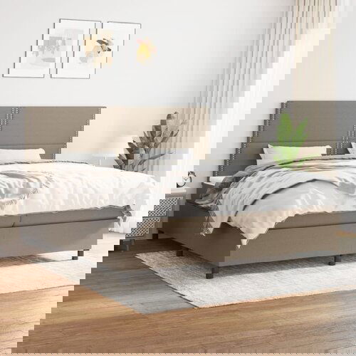 The Living Store Box spring postelja z vzmetnico taupe 200x200 cm blago - Box Spring Postelja, (21514287) Cene