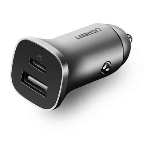 Ugreen avtopolnilec USB + USB-C PD 18W siv - box Cene