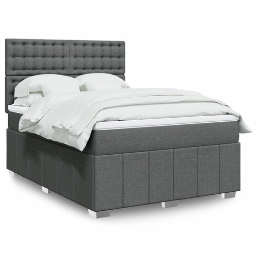VidaXL Box spring posteljni z vzmetnico temno siv 140x190 cm blago Slike