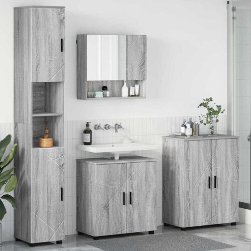 VidaXL Set namje&amp;scaron;taja za kupaonicu Zidne 4 pcs Sivi hrast sonoma Slike