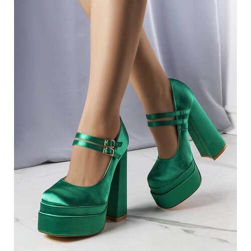 Gemre Green high block heel pumps Lynn Cene