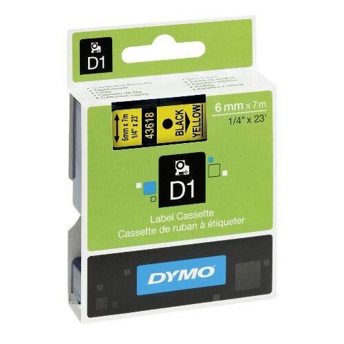 Dymo D1 6mm Black/Yellow labels 43618 Cene