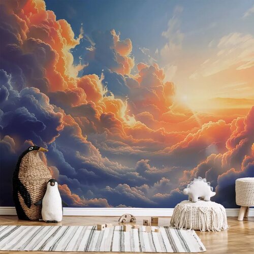  Foto tapeta - Sunset Over a Cloudy Sea: A Wonderful Symphony of Colors 100x70 Cijene