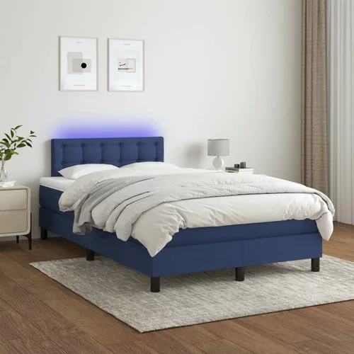  Box spring postelja z vzmetnico LED modra 120x200 cm blago, (20724083)