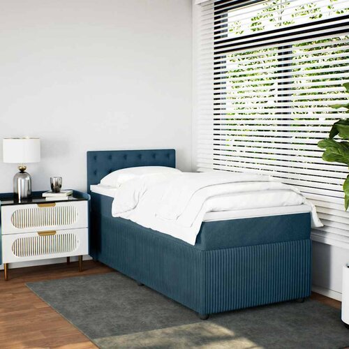 Box spring krevet s madracem plavi 90x200 cm bar&amp;scaron;unasti Slike