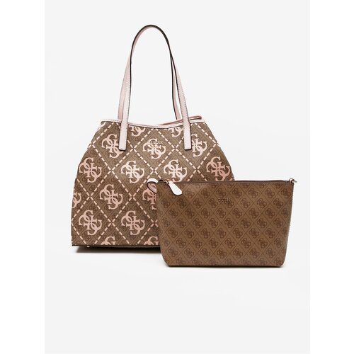 Guess Brown Ladies Patterned Handbag 2in1 Vikky Tote - Women Cene