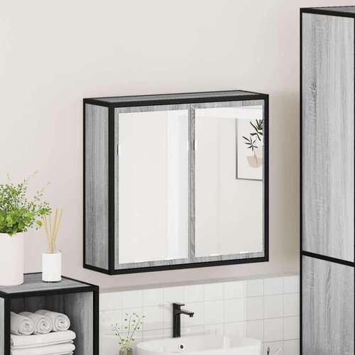 VidaXL Kupaonski ormarić s ogledalom sivi Sonoma 65x20x60 cm Slike