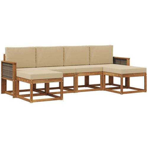 vidaXL Zunanja garnitura za sedenje 6 pcs Naravna in bež Poliester, (5000280280) Cene