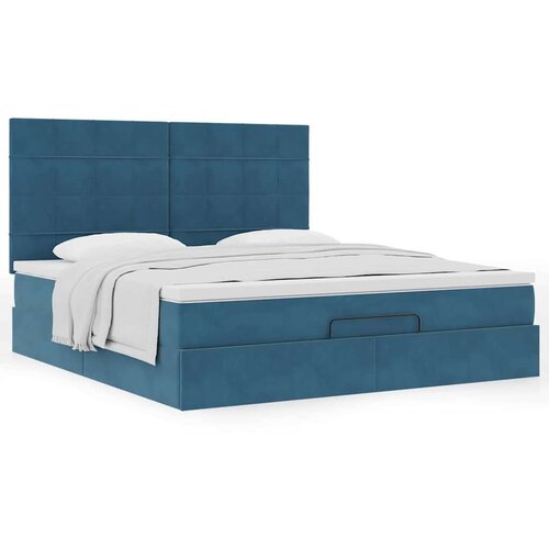  Otomanski posteljni okvir z vzmetnicami moder 160x200 cm žamet, (22054144) Cene