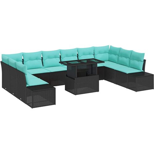 vidaXL Vrtna sedežna garnitura s shranjevanjem 11 pcs Črna Poly ratan, (5000144318) Cene