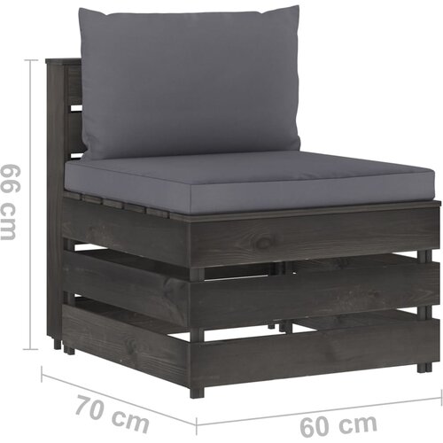  Modularna srednja sofa s jastucima od sivo impregniranog drva Slike