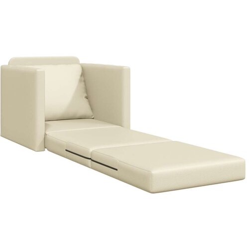 VidaXL Fotelja na razvlačenje 2-u-1 Krem 74x77x81 cm Ve&amp;scaron;tačka koža Slike