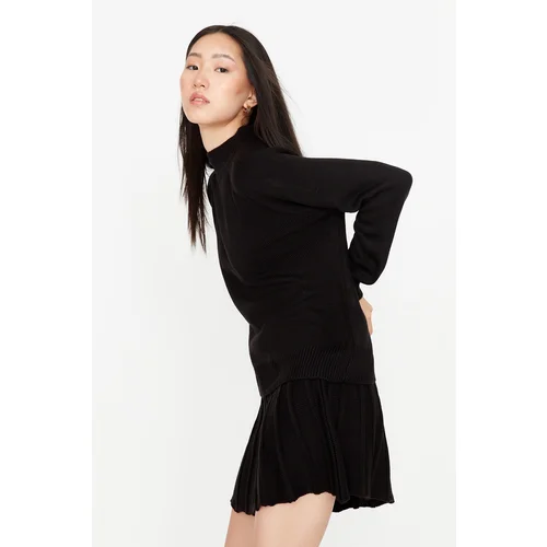 Trendyol Black Ruffle Detail High Neck Knitwear Two Piece Set