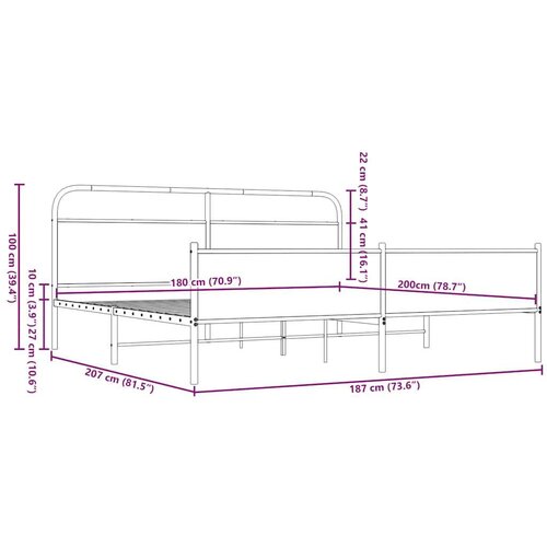 VidaXL metalni okvir kreveta bez madraca smeđa boja hrasta 180x200 cm Slike