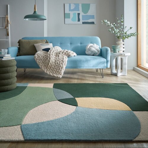 Flair Rugs Zelena ročno tkana volnena preproga 200x290 cm Glow Green &amp;amp; Blue &amp;ndash; Slike