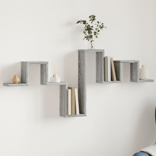 VidaXL Stenska polica siva sonoma 104,5x10x43 cm inženirski les Slike