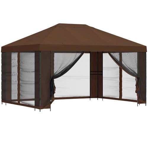 vidaXL Vrtni gazebo s stranskimi stenami 4 &times; 3 m Rjava, (5000218967) Cene