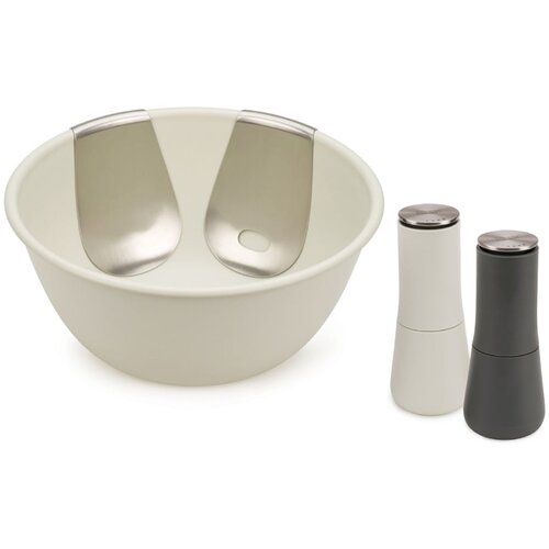 Joseph Joseph Bež komplet sklede za solato s priborom in mlinčki 3 ks ø 30 cm Serve It In Style – Cene