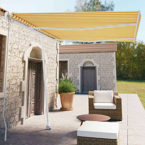  Prostostoječa ročno zložljiva tenda 350x250 cm rumena/bela, (20728708) Cene