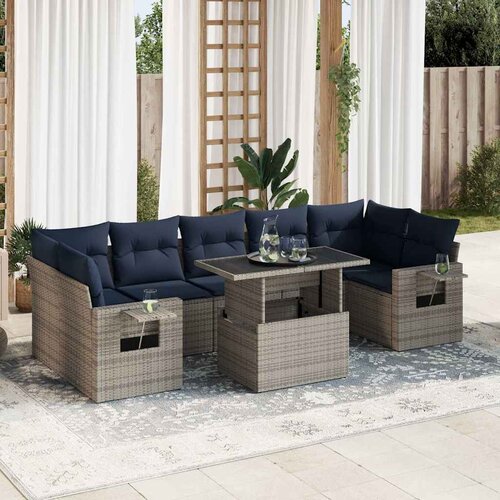 vidaXL 8-dijelni set vrtnih sofa od poliratana s jastucima crni bagrem Cijene