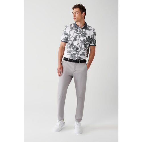 Avva Men's Gray Side Pocket Dobby Slim Fit Slim Fit Flexible Chino Canvas Trousers Slike