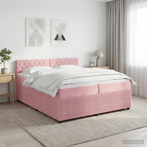  Boxspring krevet s madracem Ružičasta 200 x 200 cm Baršun Cene