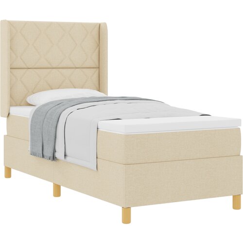 vidaXL Box Spring postelja z vzmetnico v kremni - 90x200 cm tkanina, (22049994) Cene