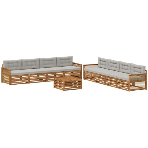vidaXL Zunanja garnitura za sedenje 9 pcs Naravna in svetlo siva, (5000282697) Cene