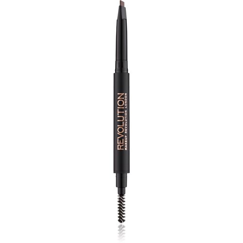 Revolution Duo Brow Definer natančen svinčnik za obrvi s čopičem 0,15 g odtenek Medium Brown Slike