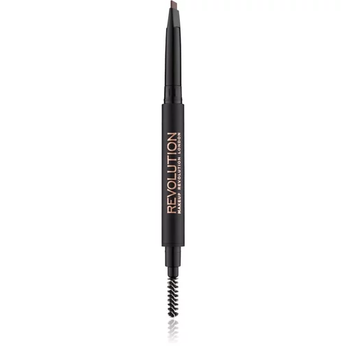 Revolution duo Brow Definer olovka za obrve s kistom 0,15 g nijansa Medium Brown za žene