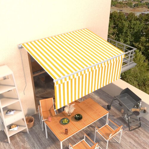 VidaXL Tenda na ručno uvlačenje s roletom 3 5 x 2 5 m žuto-bijela Slike