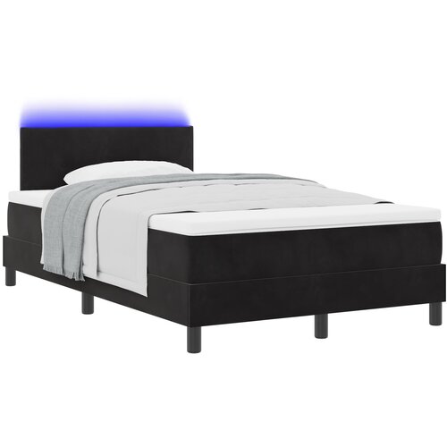 VidaXL Postelja s pomičnim dnom z vzmetnico in LED osvetlitvijo Črna 120x200 cm Žamet Slike