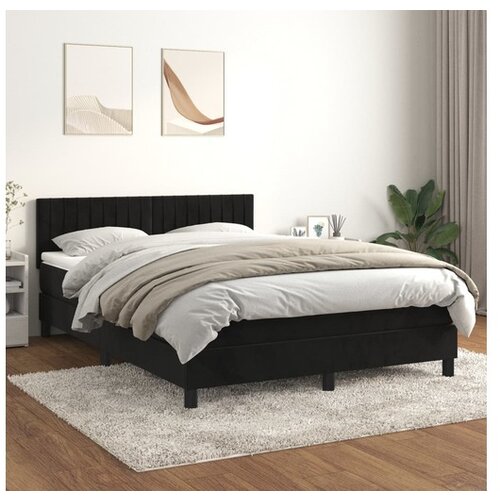  Box spring posteljni z vzmetnico črn 140x190 cm žamet Cene