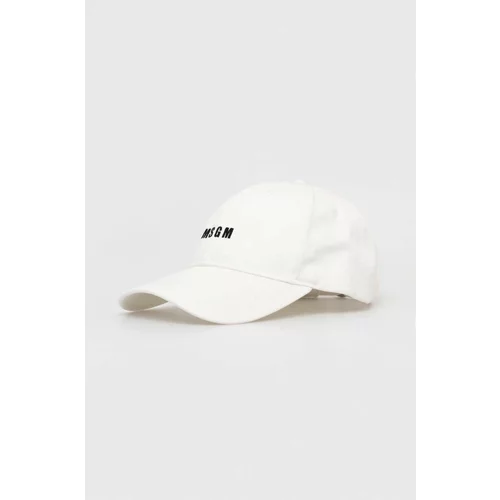 Msgm Bombažna bejzbolska kapa bela barva
