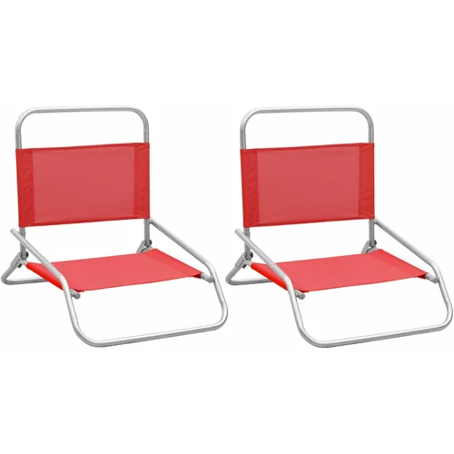  Sklopive stolice za plažu od tkanine 2 kom crvene
