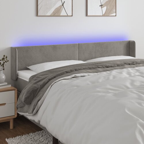 vidaXL LED uzglavlje svjetlosivo 163x16x78/88 cm baršunasto Cijene