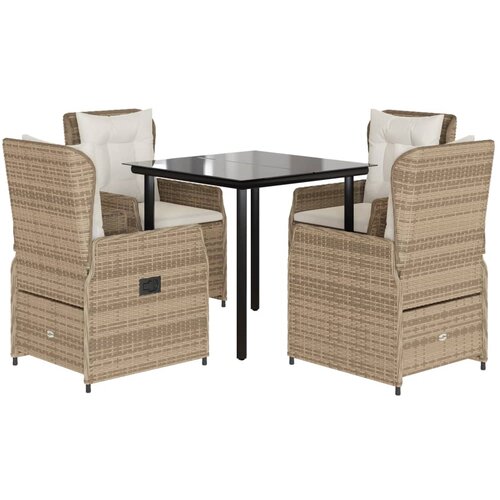  5-dijelni vrtni blagovaonski set od poliratana s jastucima bež 80 x 80 x 74 cm Slike